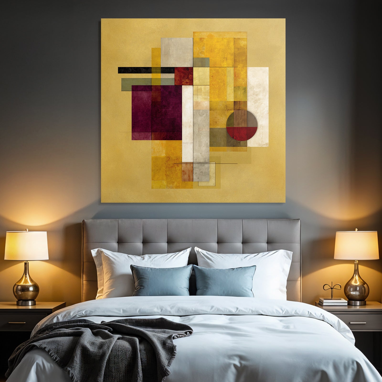 Abstrakte Geometrische Kunst Mit Rechtecken Und Kreisen Warme Farben Texturiert