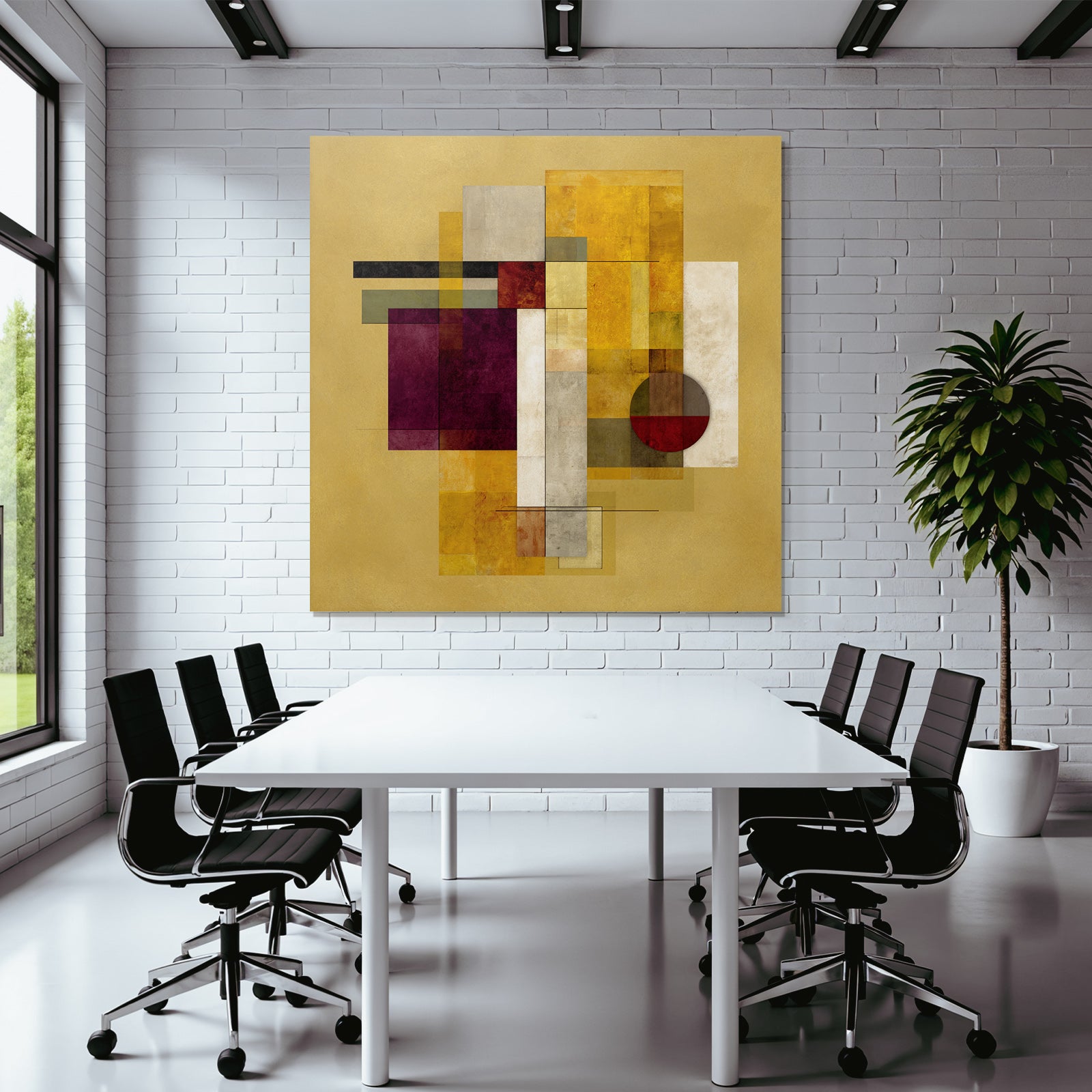 Abstrakte Geometrische Kunst Mit Rechtecken Und Kreisen Warme Farben Texturiert
