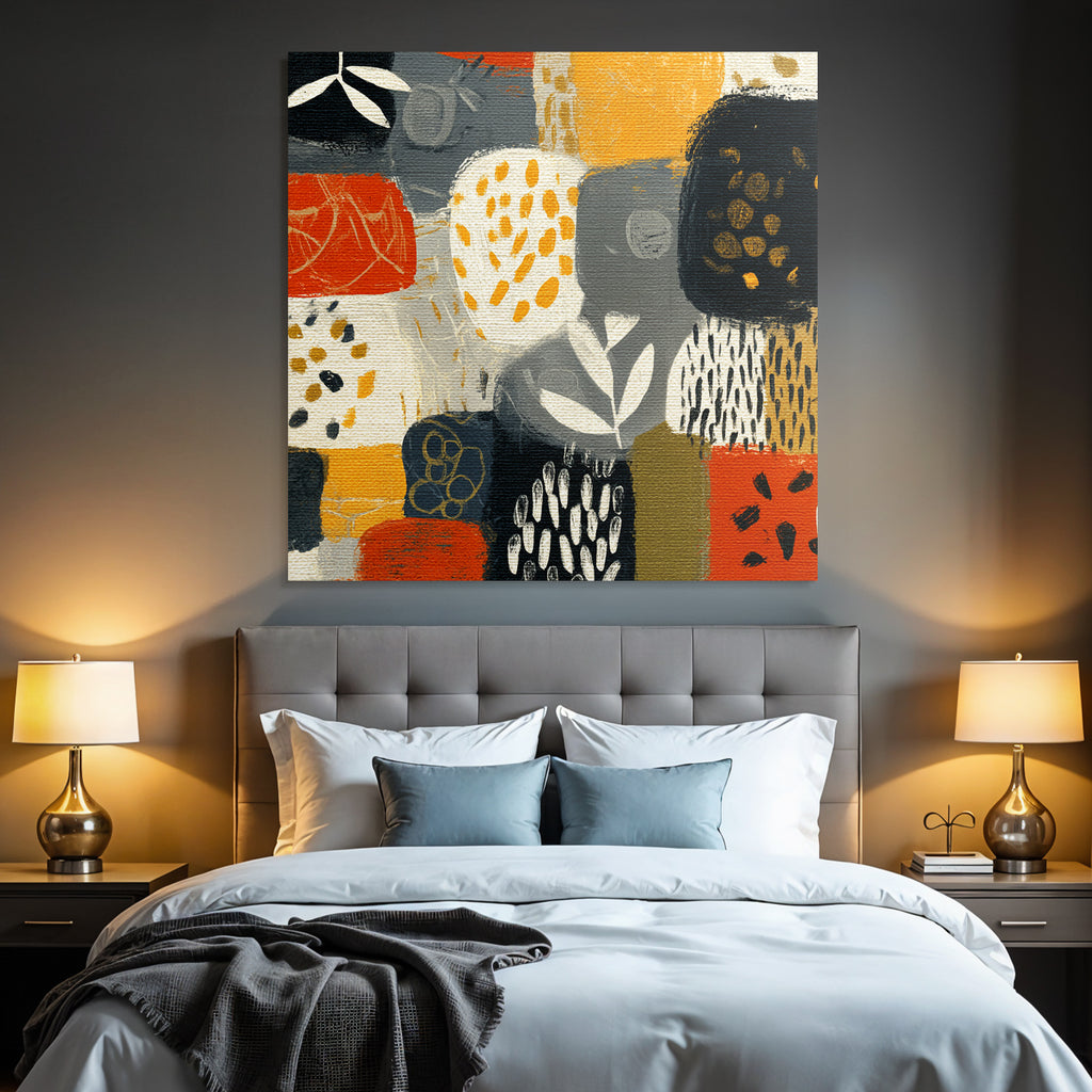 Abstrakte Illustration Muster Bunte Formen Rot Orange Grau Gelb