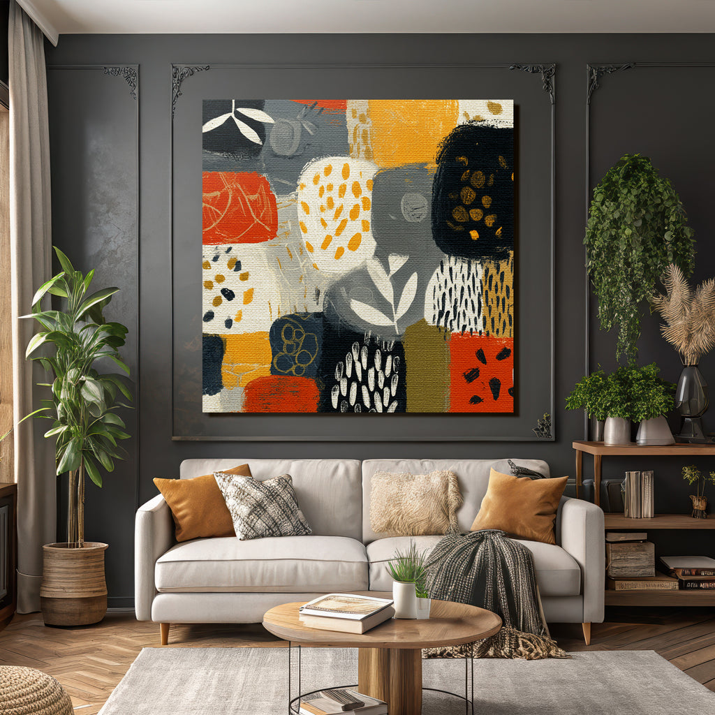 Abstrakte Illustration Muster Bunte Formen Rot Orange Grau Gelb