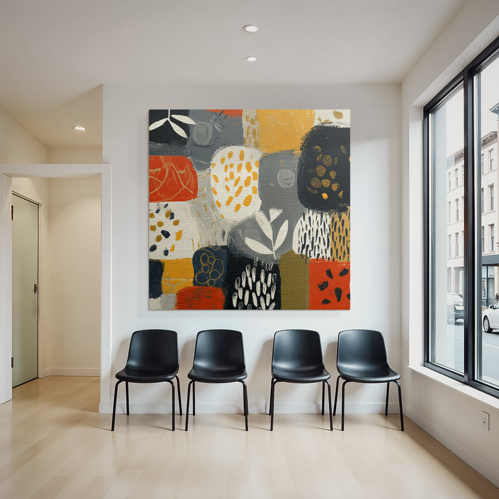 Abstrakte Illustration Muster Bunte Formen Rot Orange Grau Gelb