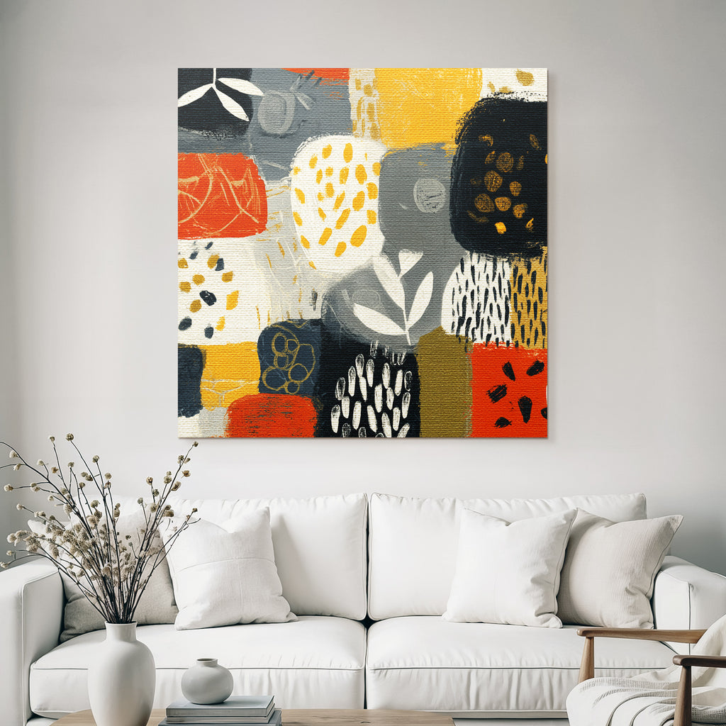 Abstrakte Illustration Muster Bunte Formen Rot Orange Grau Gelb