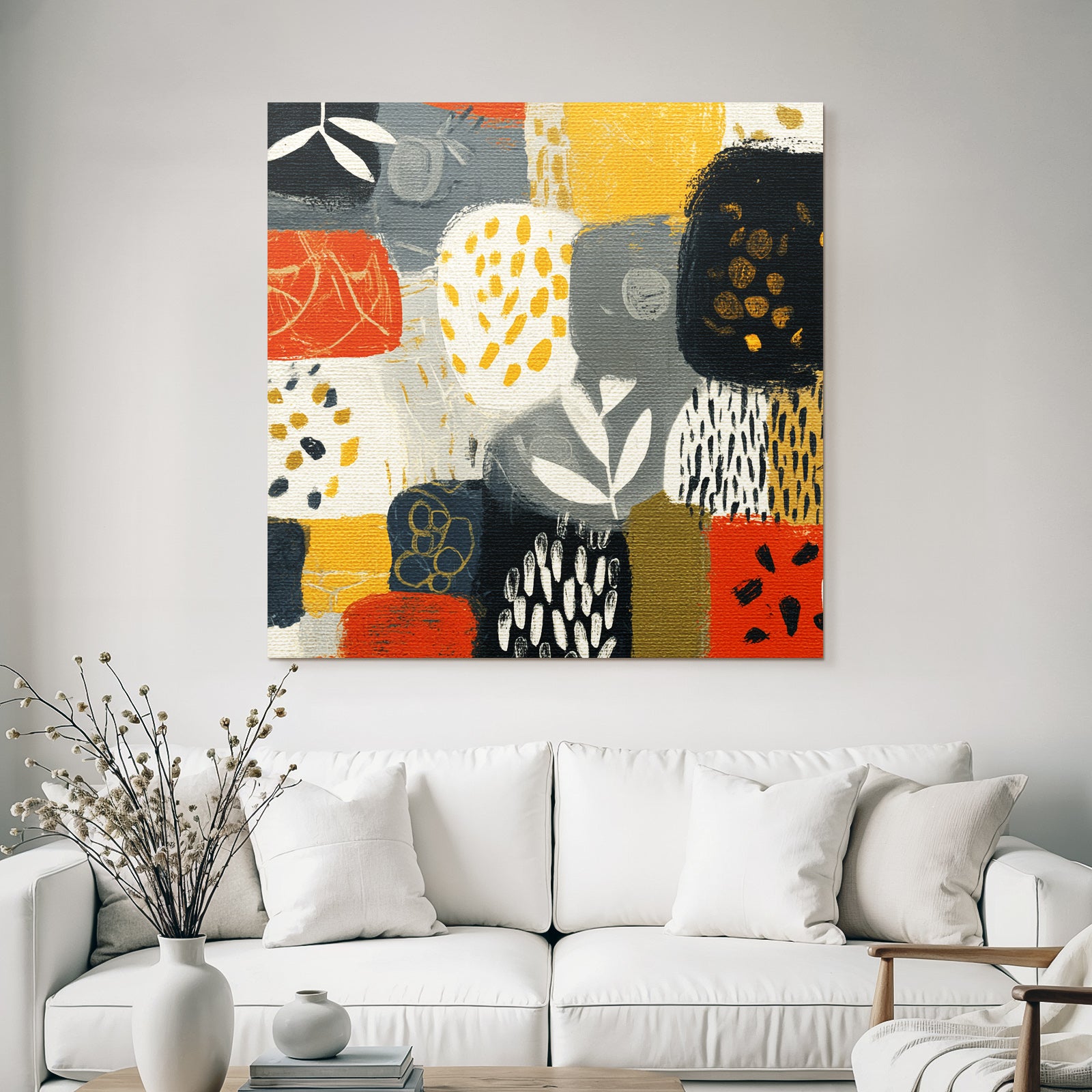 Abstrakte Illustration Muster Bunte Formen Rot Orange Grau Gelb