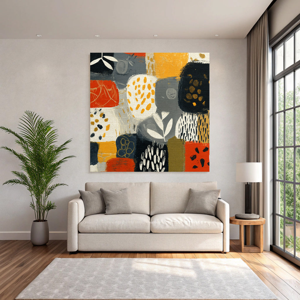 Abstrakte Illustration Muster Bunte Formen Rot Orange Grau Gelb