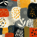 Abstrakte Illustration Muster Bunte Formen Rot Orange Grau Gelb | Kunstdrucke | Kunstgattungen