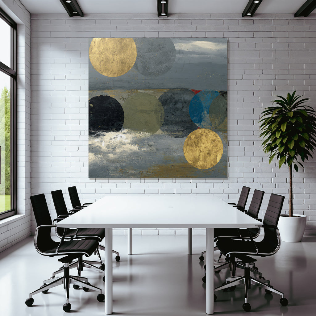 Abstrakte Künstliche Kreise Gold Grau Blau Schwarz Ozean Hintergrund