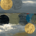 Abstrakte Künstliche Kreise Gold Grau Blau Schwarz Ozean Hintergrund | Kunstdrucke | Kunstgattungen