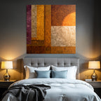 Abstrakte Kunst Mit Geometrischen Formen In Purpur Orange Und Grau