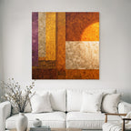 Abstrakte Kunst Mit Geometrischen Formen In Purpur Orange Und Grau