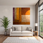 Abstrakte Kunst Mit Geometrischen Formen In Purpur Orange Und Grau