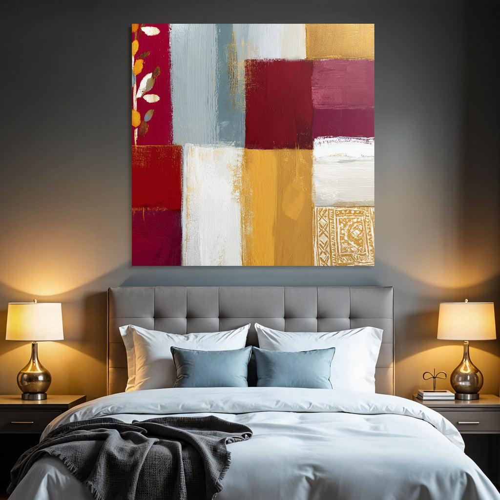 Abstrakte Kunst Patchwork Farben Texturen Muster Blatt Elemente