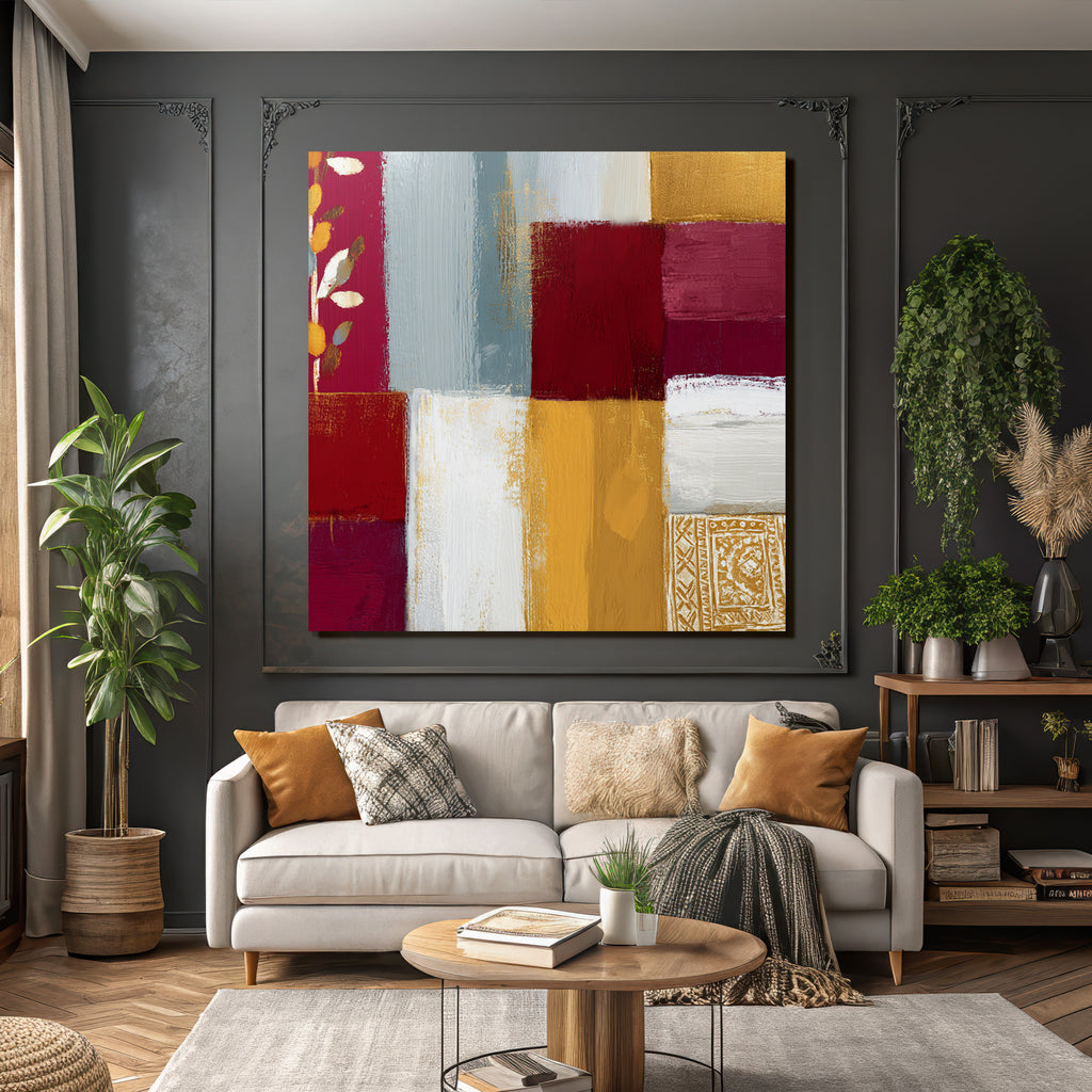 Abstrakte Kunst Patchwork Farben Texturen Muster Blatt Elemente