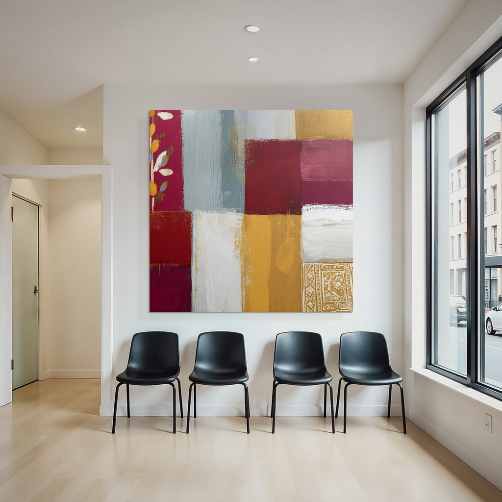 Abstrakte Kunst Patchwork Farben Texturen Muster Blatt Elemente