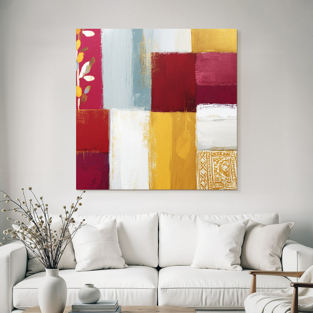 Abstrakte Kunst Patchwork Farben Texturen Muster Blatt Elemente
