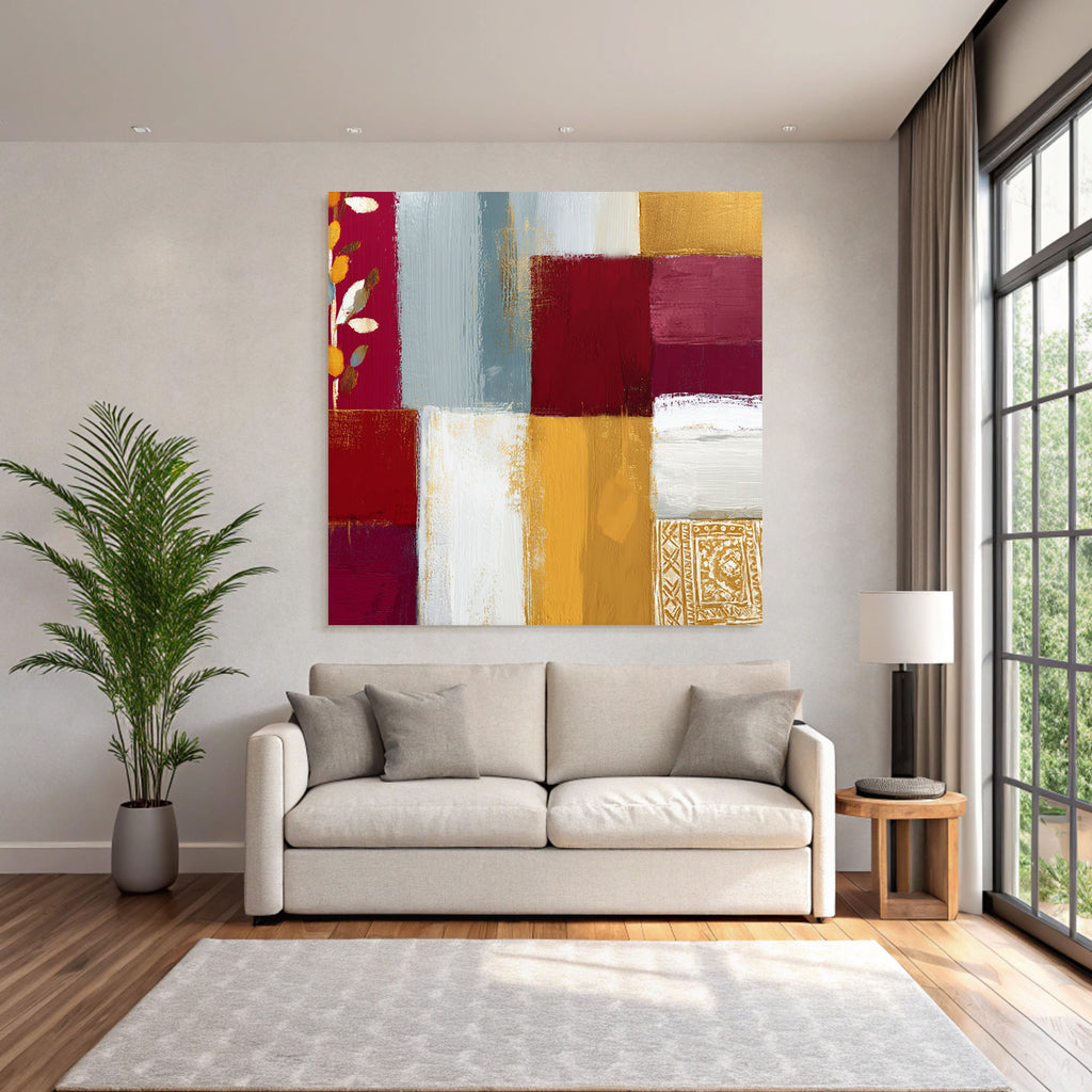 Abstrakte Kunst Patchwork Farben Texturen Muster Blatt Elemente