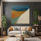 Abstrakte Malerei Afghanistan Landschaft Mit Farben Blau Orange Gelb Grün