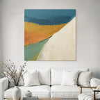 Abstrakte Malerei Afghanistan Landschaft Mit Farben Blau Orange Gelb Grün