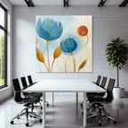 Bunte Blumenillustration Mit Blaün Und Roten Blumen