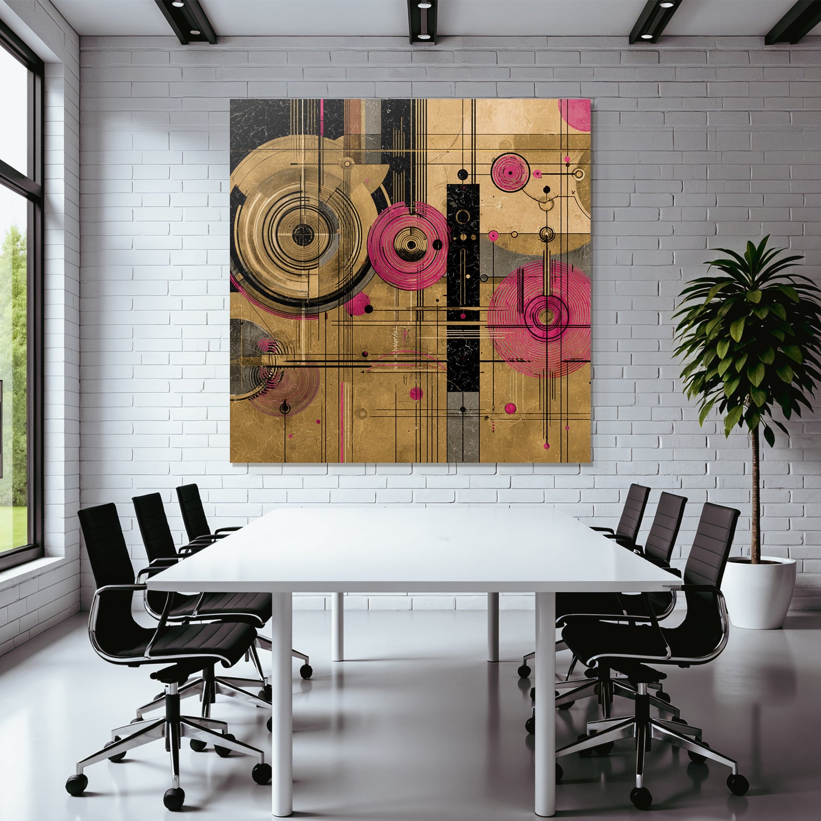 Digital Abstrakte Kunst Geometrische Formen Gold Sw Und Rosa