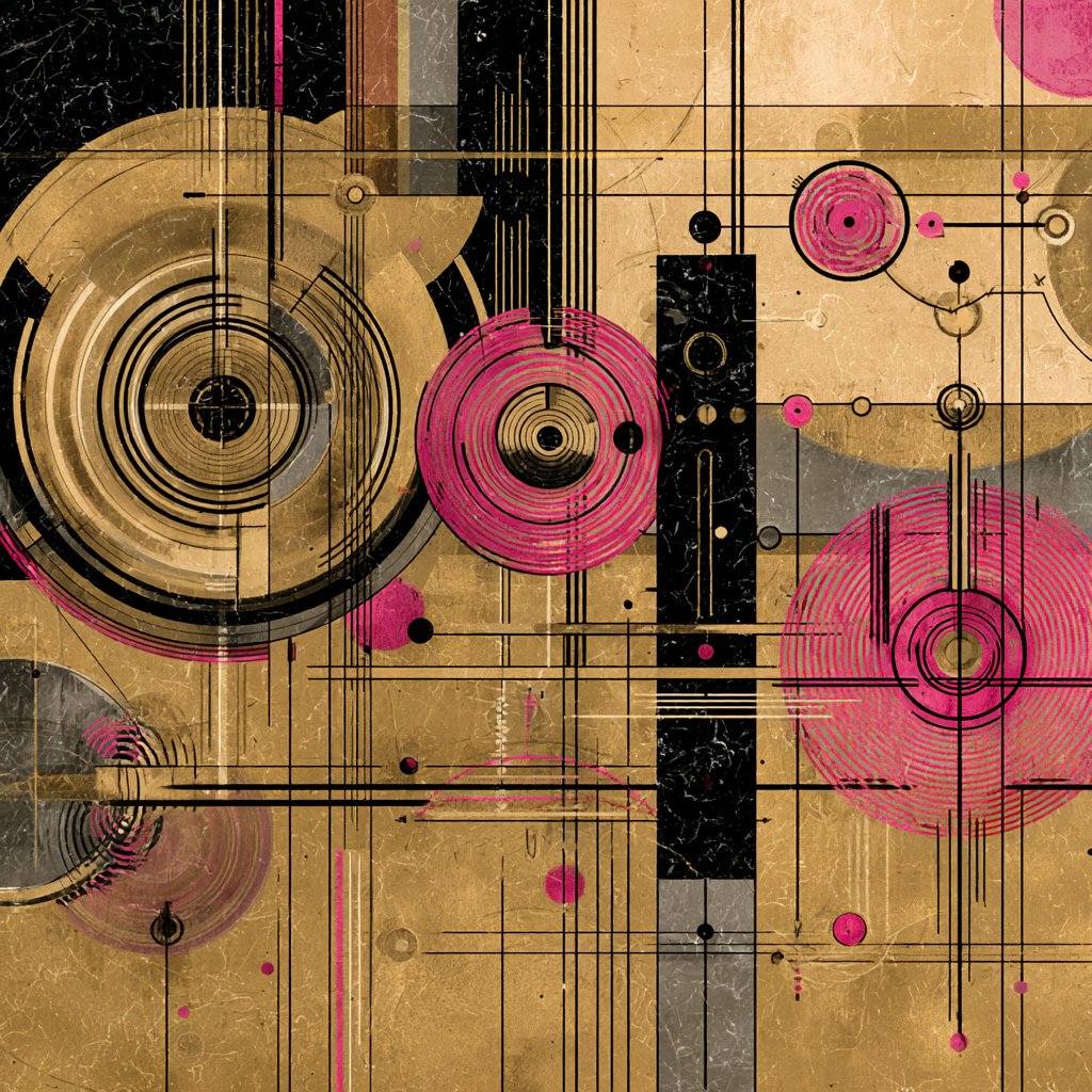 Digital Abstrakte Kunst Geometrische Formen Gold Sw Und Rosa | Kunstdrucke | Kunstgattungen