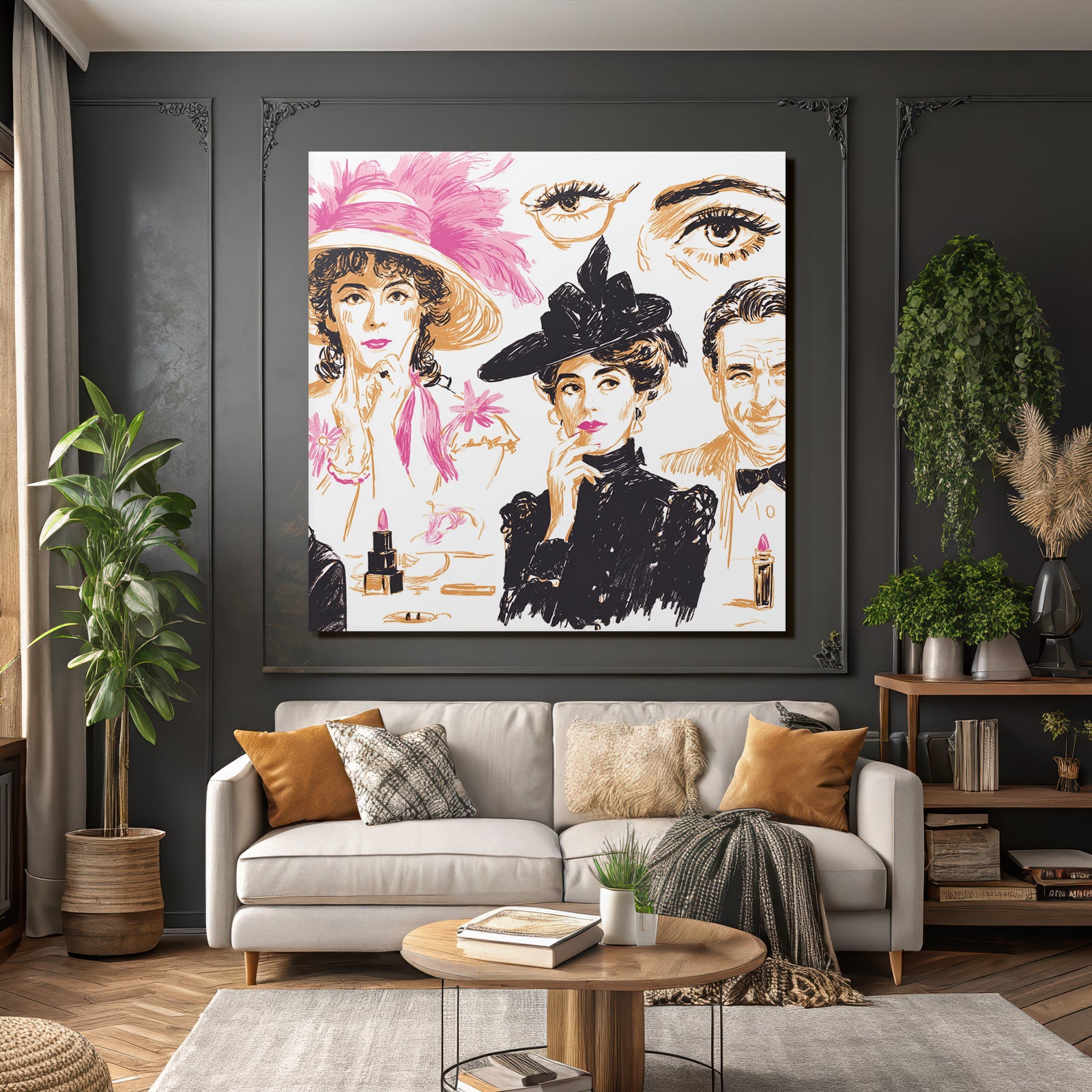 Elegante Fraün Portraits Mode Und Schönheit Stilvoller Illustration