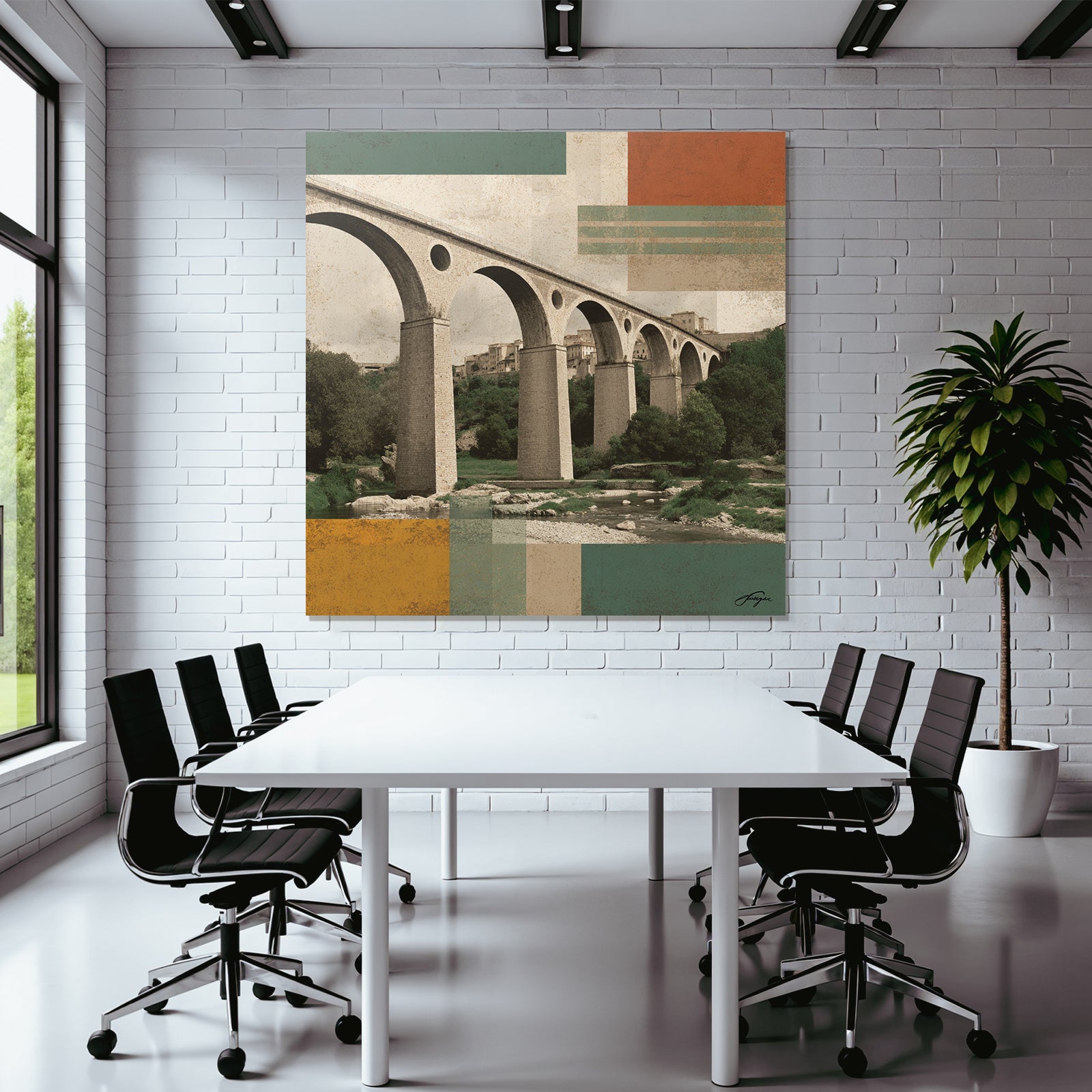 Steinerner Aquadukt Mit Bögen Und Historischem Hintergrund Vintage Look