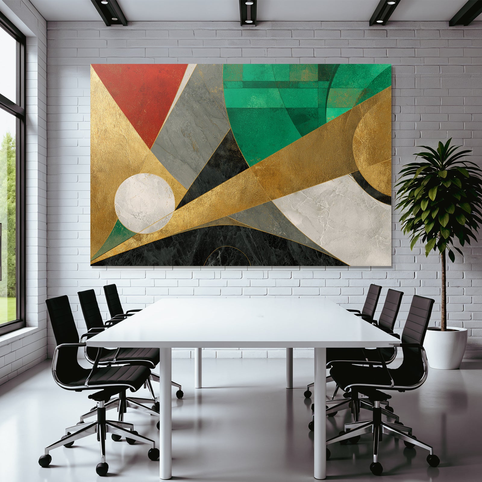 Abstract Geometrische Kunst Mit Gold Rot Grün Und Schwarz