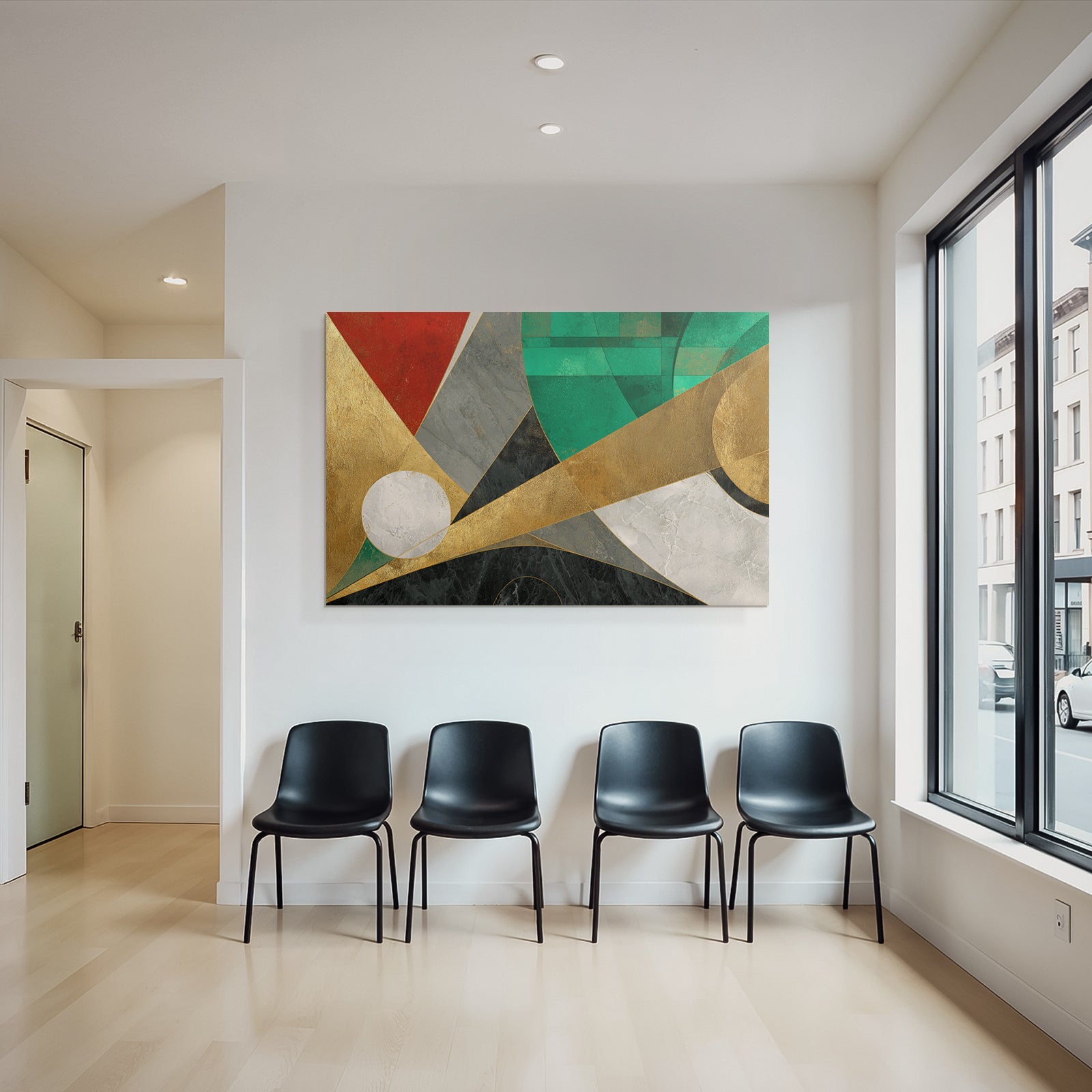 Abstract Geometrische Kunst Mit Gold Rot Grün Und Schwarz