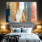 Abstrakte Kunst Gold Blau Grau Koralle