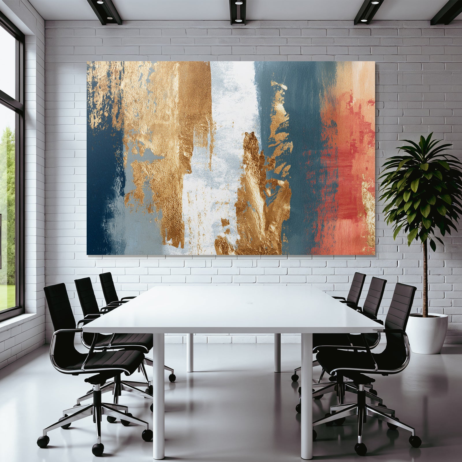 Abstrakte Kunst Gold Blau Grau Koralle