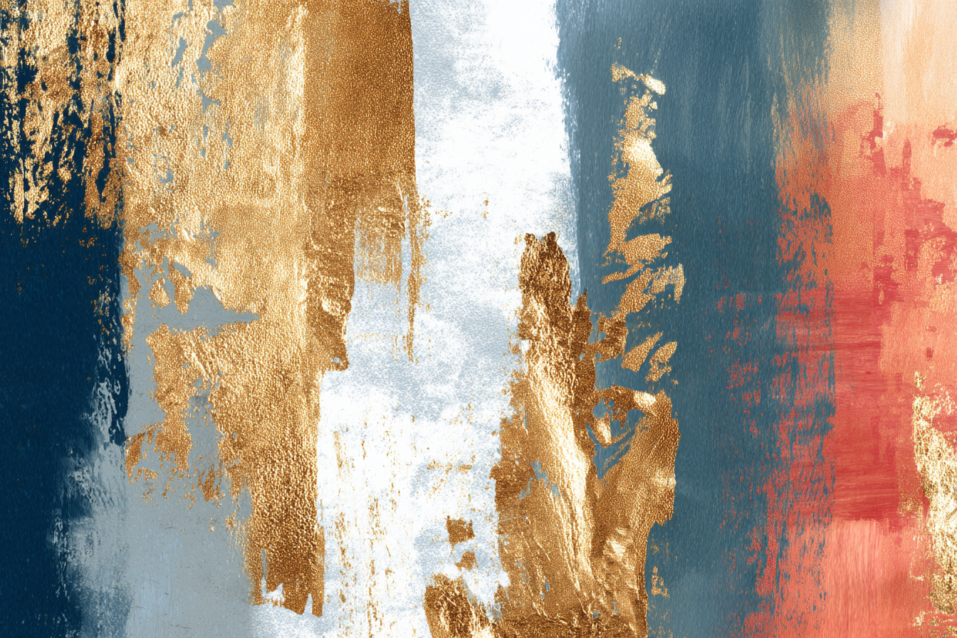 Abstrakte Kunst Gold Blau Grau Koralle | Kunstdrucke | Kunstgattungen