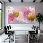 Abstrakte Kunst Mit Pastellfarben Und Goldenen Elementen