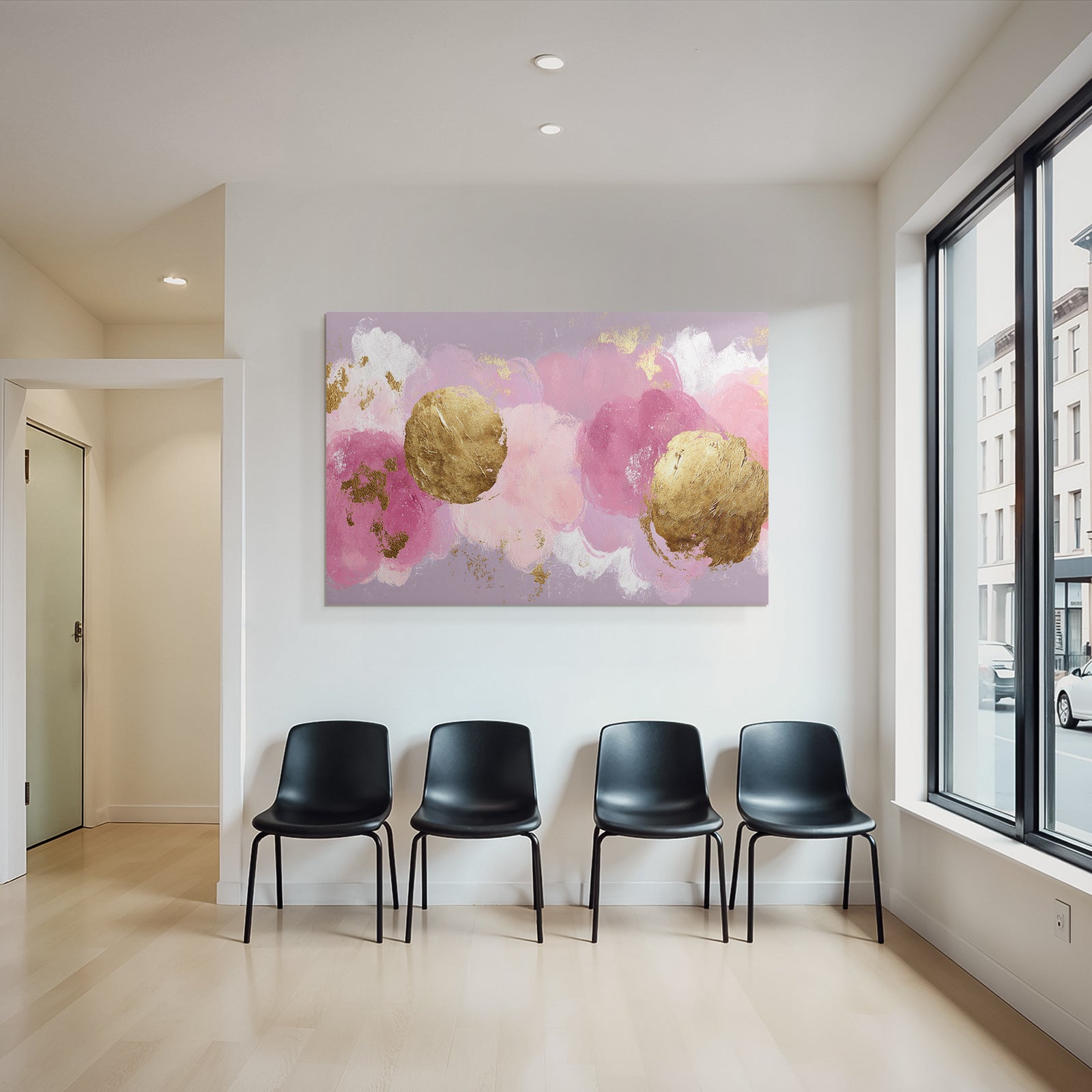 Abstrakte Kunst Mit Pastellfarben Und Goldenen Elementen