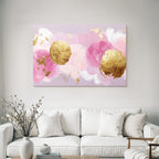 Abstrakte Kunst Mit Pastellfarben Und Goldenen Elementen