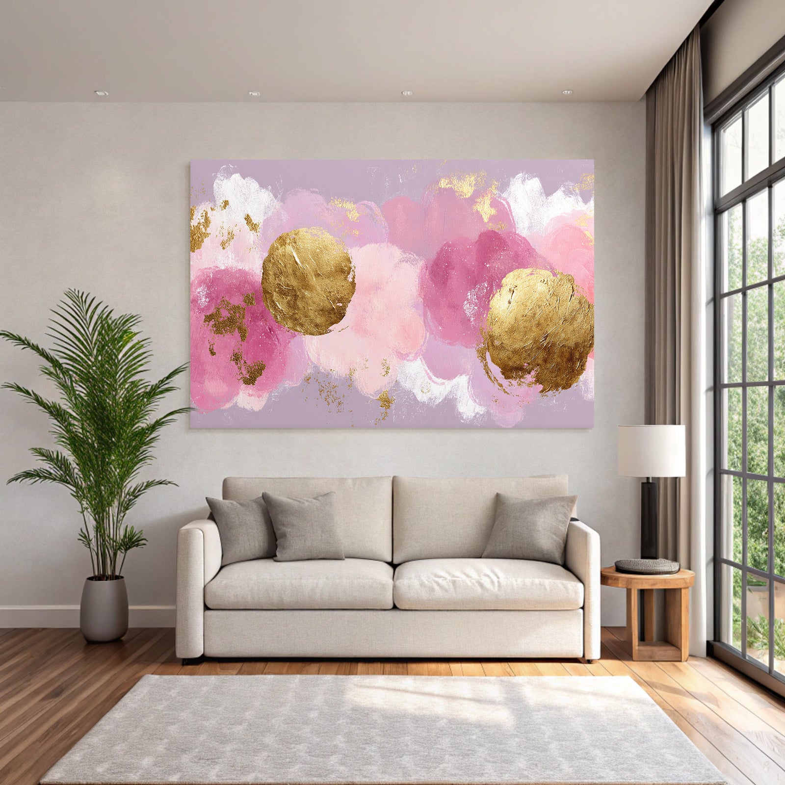Abstrakte Kunst Mit Pastellfarben Und Goldenen Elementen