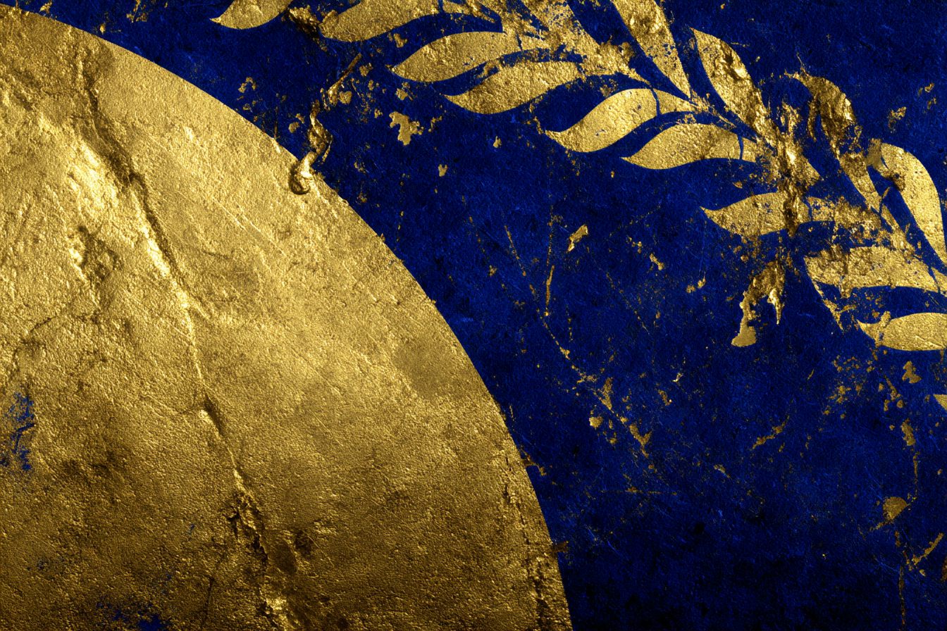 Elegante Gold Und Blaü Abstrakte Kunst Mit Texturierter Oberfläche | Kunstdrucke | Kunstgattungen