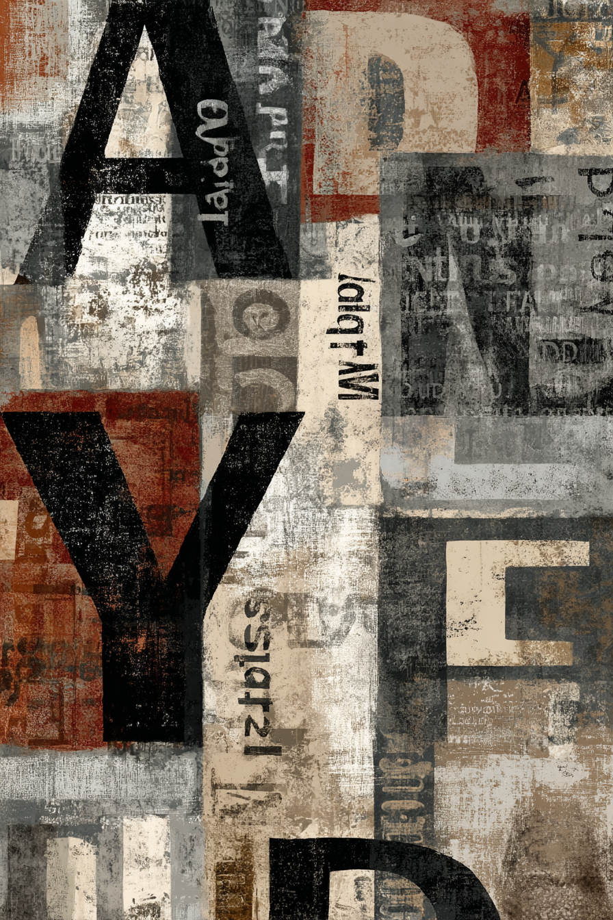 Abstract Collage Buchstaben Texturen Typografie | Typografische Kunst | Kunstgattungen