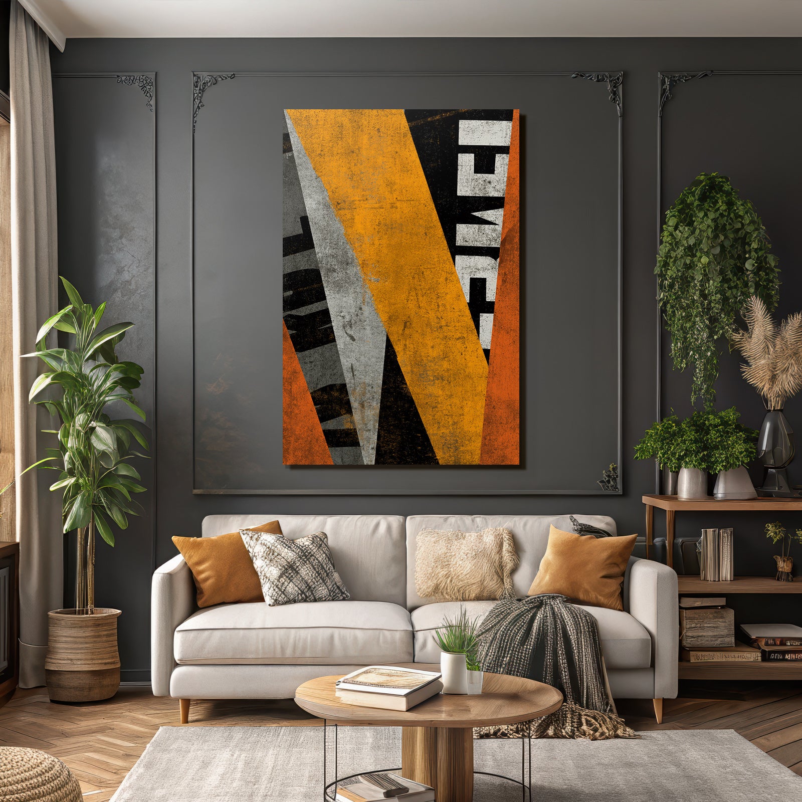Abstract Design Geometrische Formen Texturen Orange Schwarz Grau