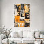 Abstract Typographic Collage Orange Grau Schwarz