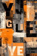 Abstract Typographic Collage Orange Grau Schwarz | Typografische Kunst | Kunstgattungen