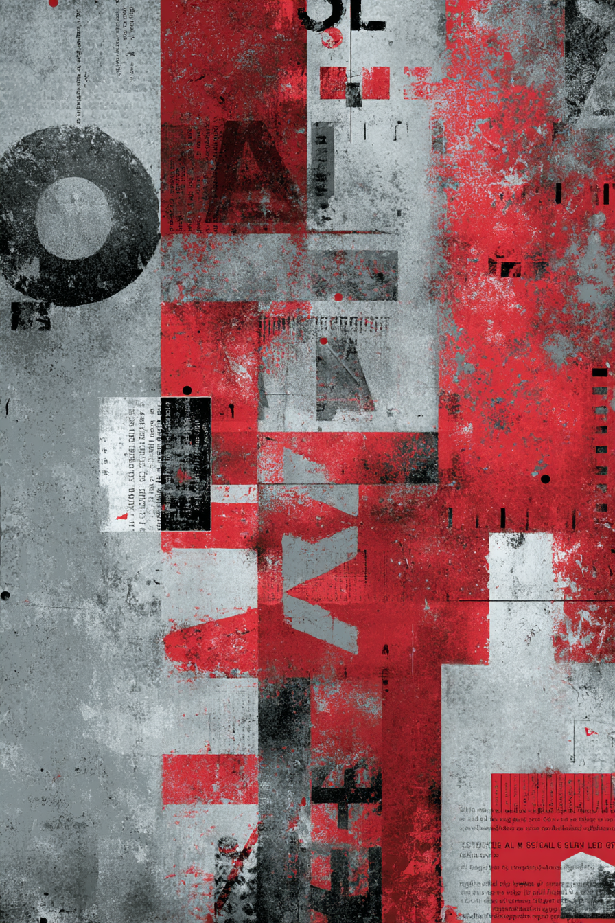 Abstracte Grafik Design Typografie Rot Schwarz Grau | Typografische Kunst | Kunstgattungen
