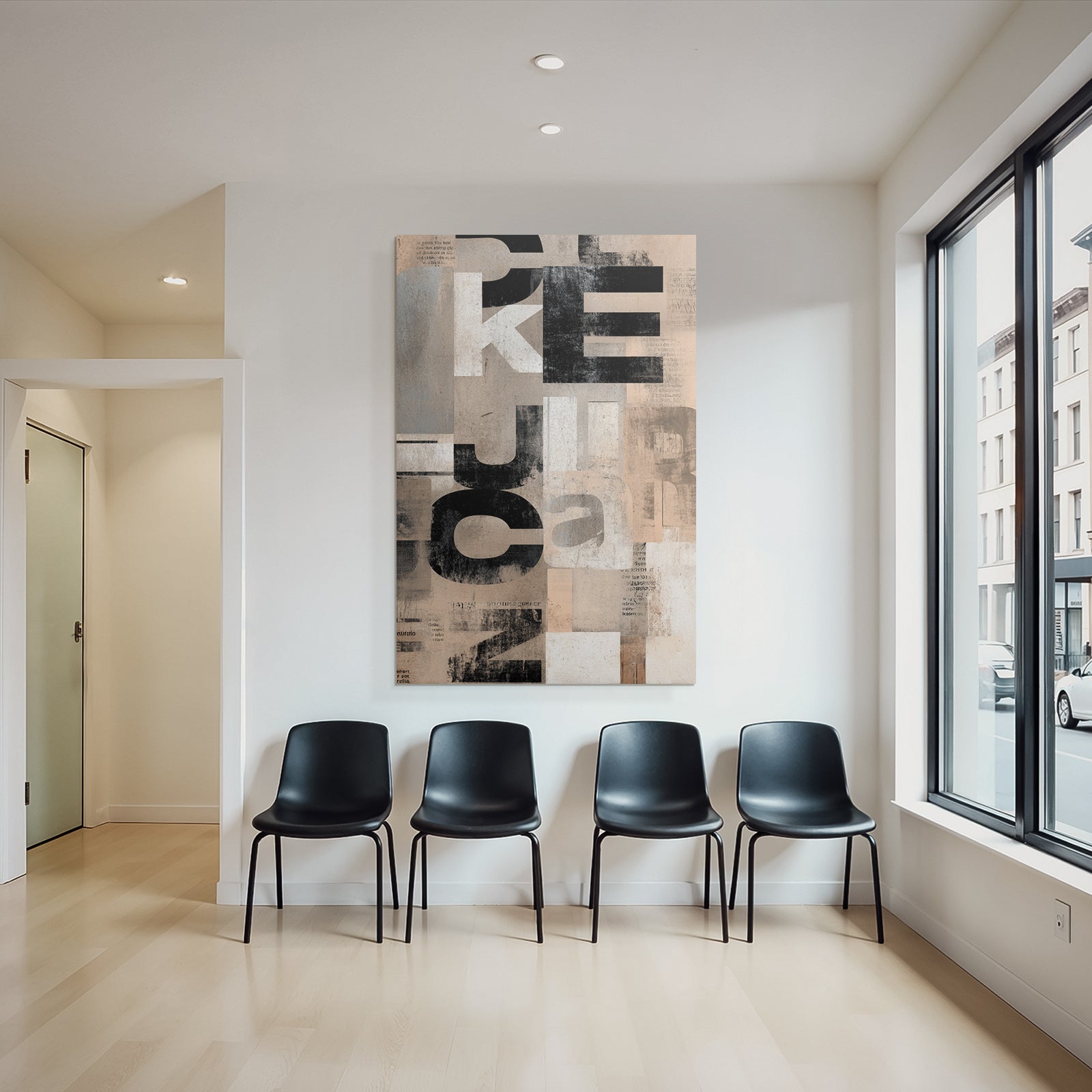 Abstract text composition with typography and color