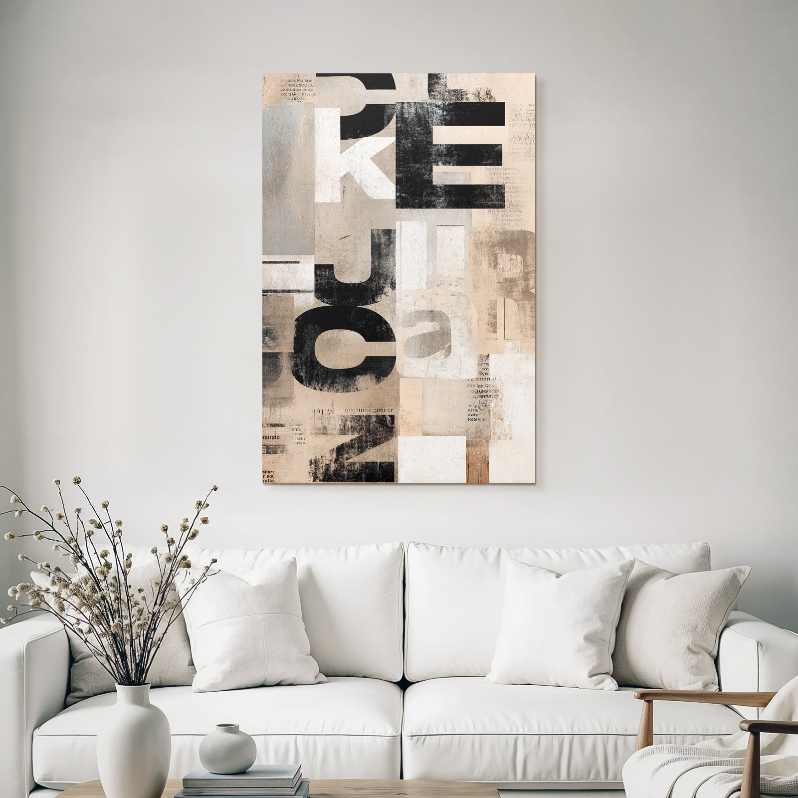 Abstract text composition with typography and color