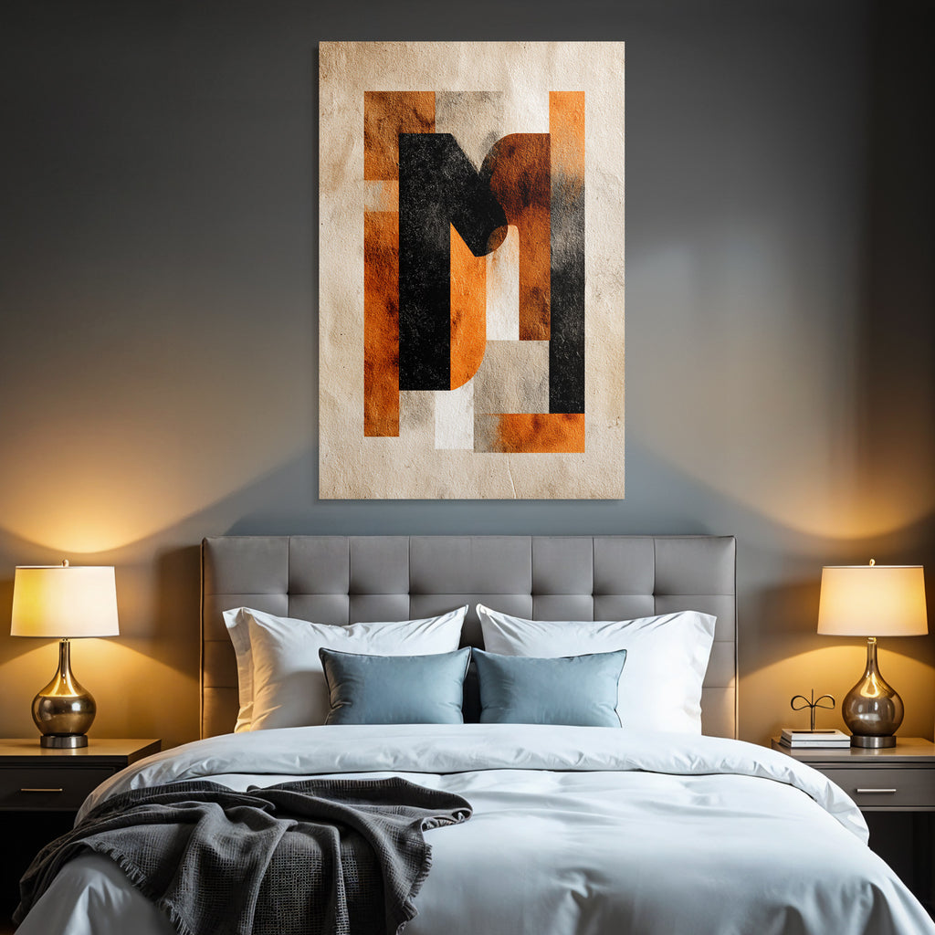 Abstractes Design Geometrische Formen Schwarz Orange Weiß