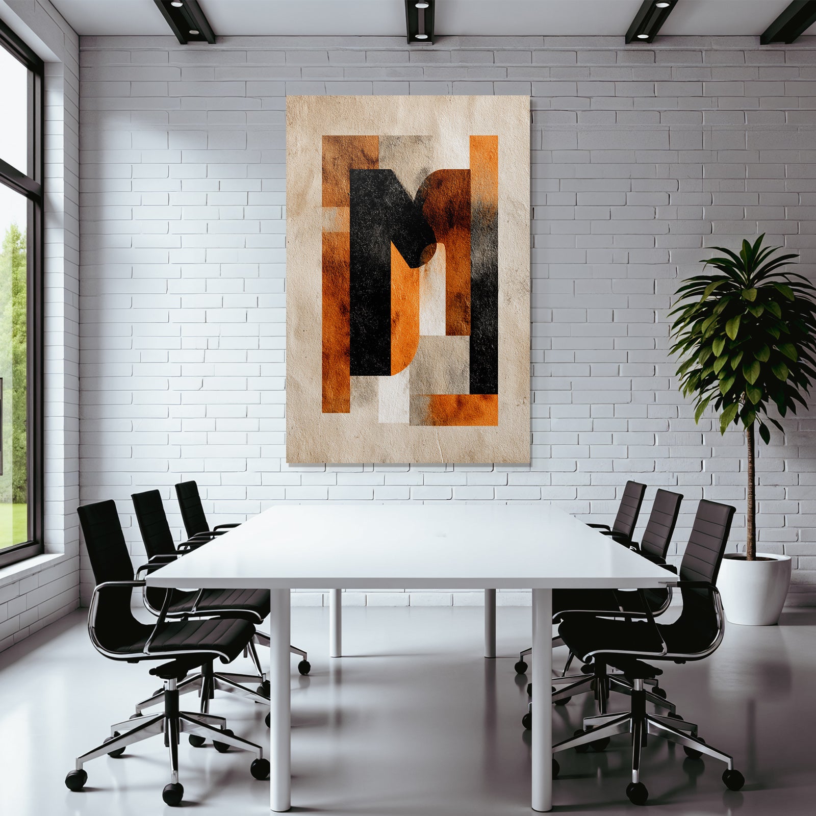 Abstract Design Geometric Shapes Black Orange White