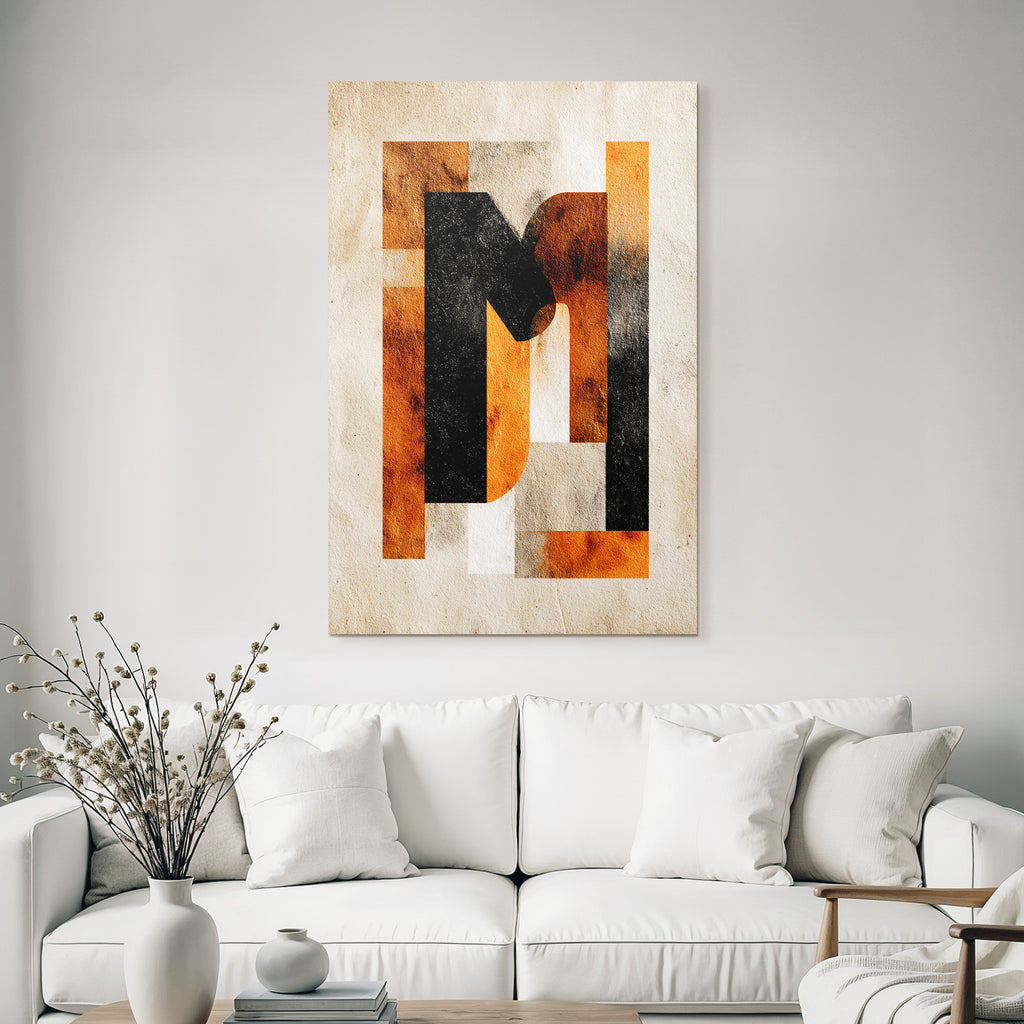 Abstractes Design Geometrische Formen Schwarz Orange Weiß