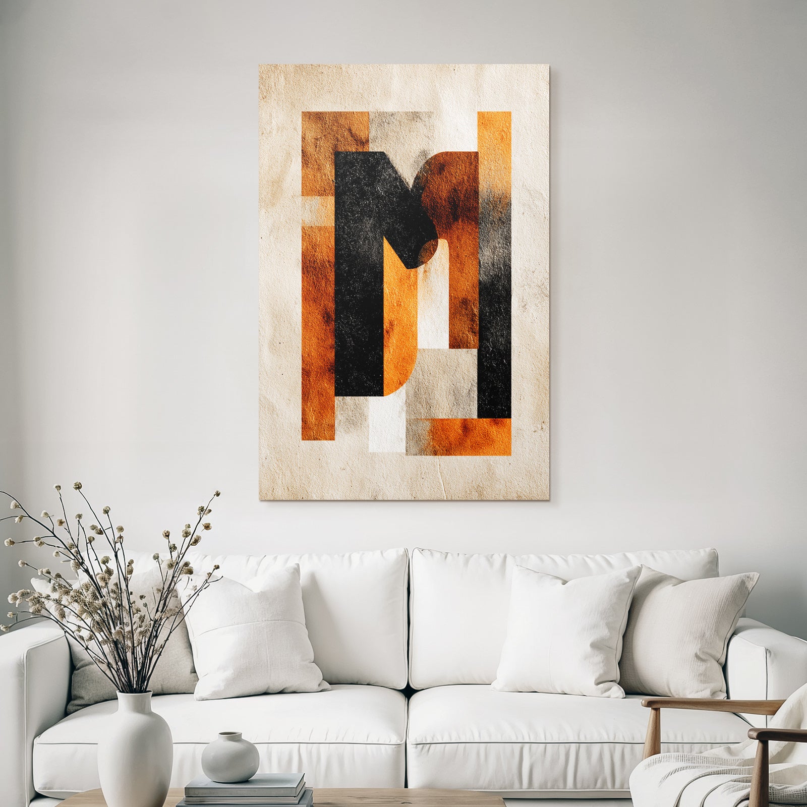 Abstract Design Geometric Shapes Black Orange White