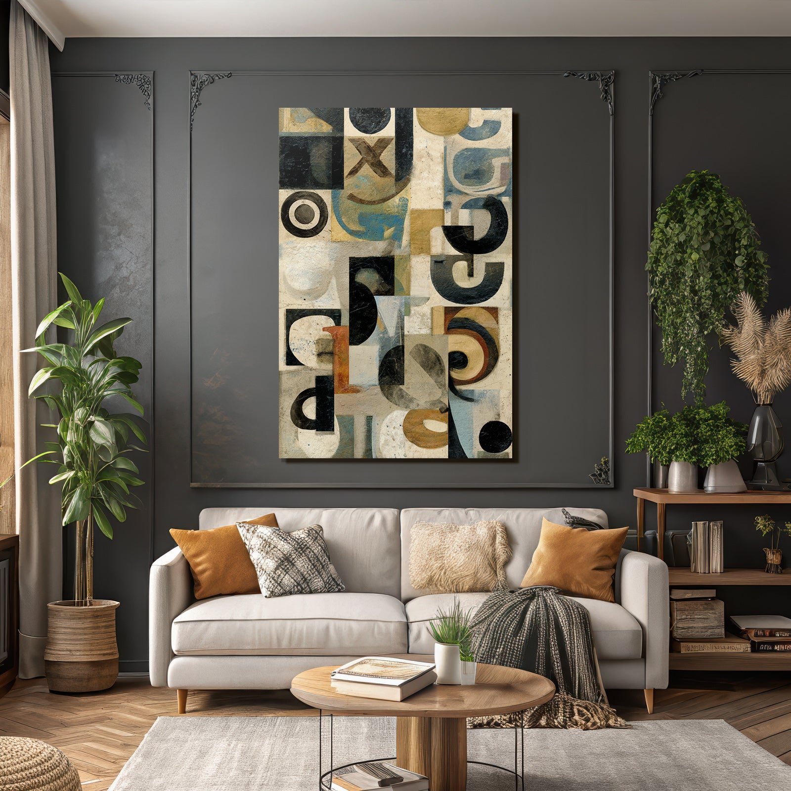 Abstract geometric composition with circles and lines