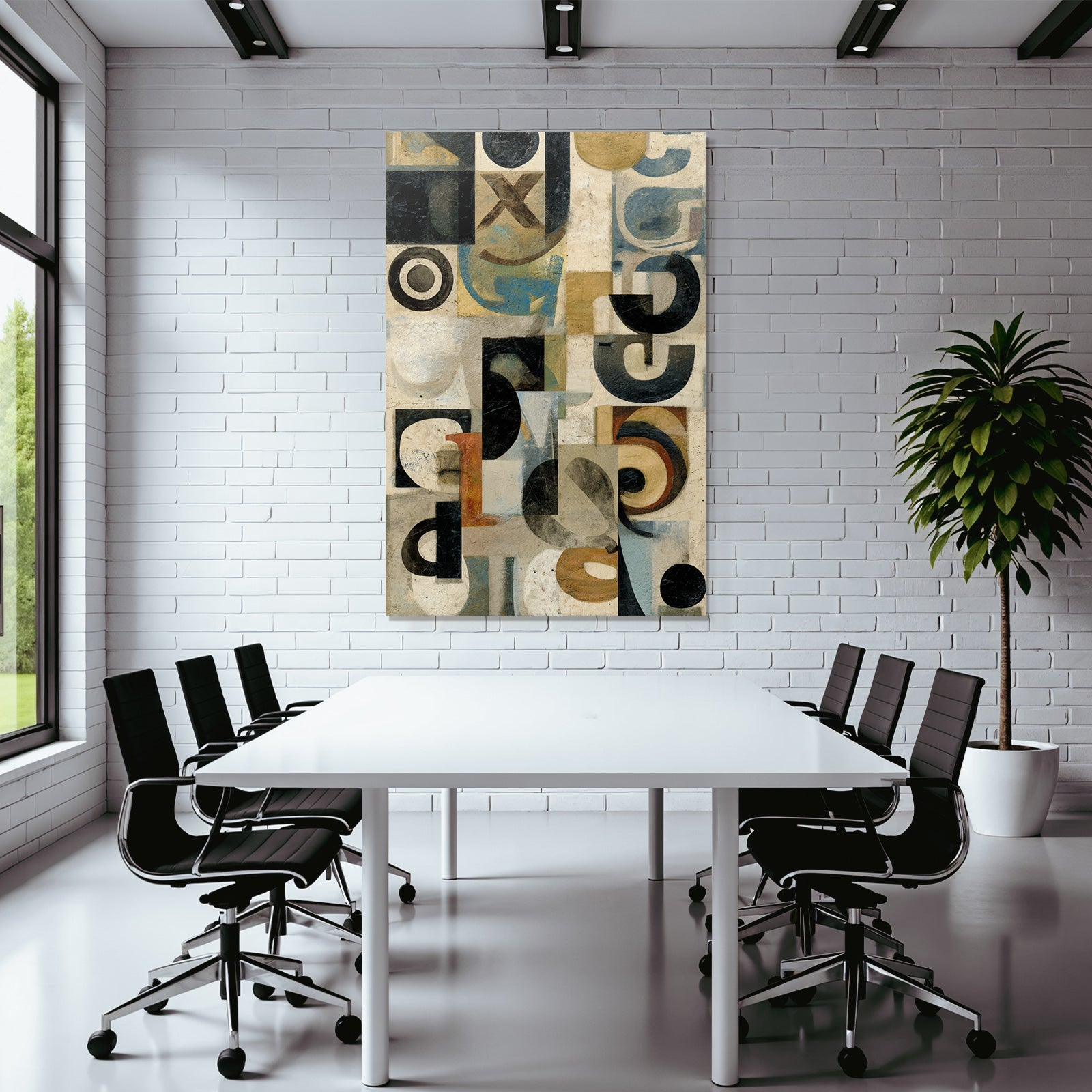 Abstract geometric composition with circles and lines