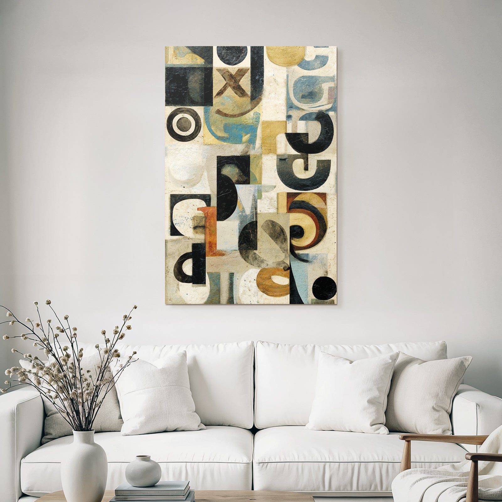 Abstract geometric composition with circles and lines
